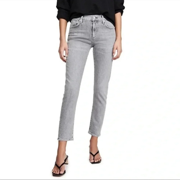 Agolde Mirror Gray Toni Mid Rise Straight Jeans 23 - Picture 1 of 7
